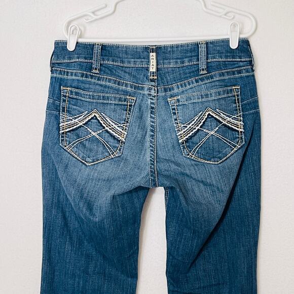 Ariat Jeans Womens 31 Reg Mid Rise Bootcut Dark Blue 5-Pocket Lightly Distressed - Picture 7 of 9